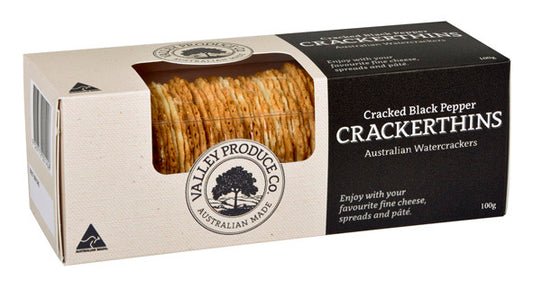 Valley Produce Company Crackerthins Cracked Black Pepper 100g