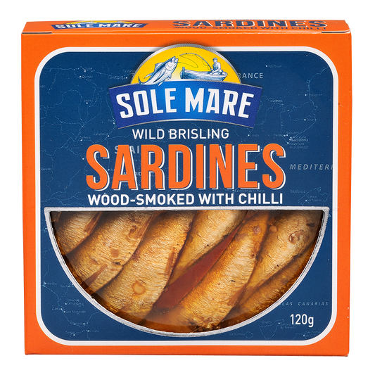 Sole Mare Wild Brisling Sardines Wood-Smoked with Chilli 120g