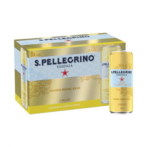 San Pellegrino Essenza Lemon & Lemon Zest 8 x 330ml Cans