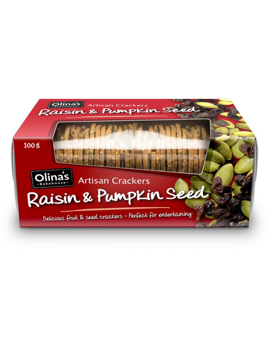 Olinas Raisin And Pumpkin Seed Crackers 100g
